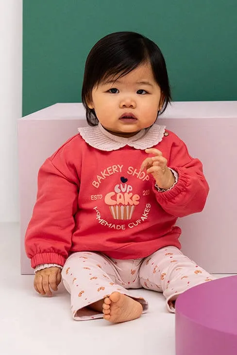 Babyface sweater met print - koraalrood