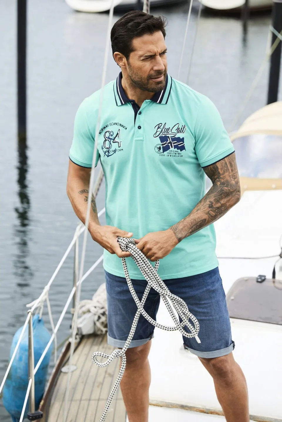 Jan Vanderstorm regular polo OLFGIR Plus turquoise, foto 4