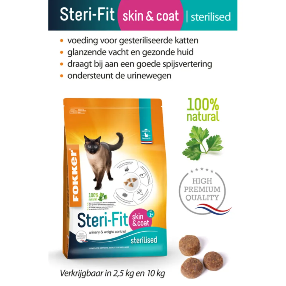 Fokker Steri-Fit Skin & Coat kattenvoer droog, foto 2