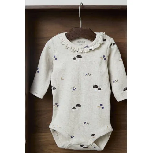 NAME IT BABY katoenen romper met ruches en print - beige, foto 4