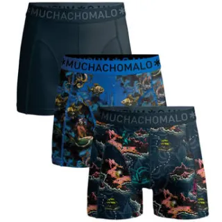 Muchachomalo boxershorts donkerblauw set van 3 Donkerblauw/blauw