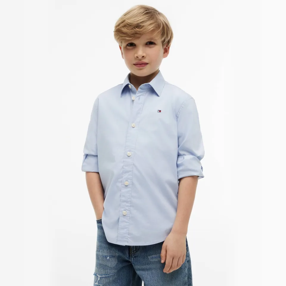 Tommy Hilfiger poplin overhemd - lichtblauw