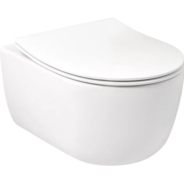 Plieger Wandcloset Pack Plieger Kansas Diepspoel Rimless Compact met Slim Zitting 36x49cm Wit