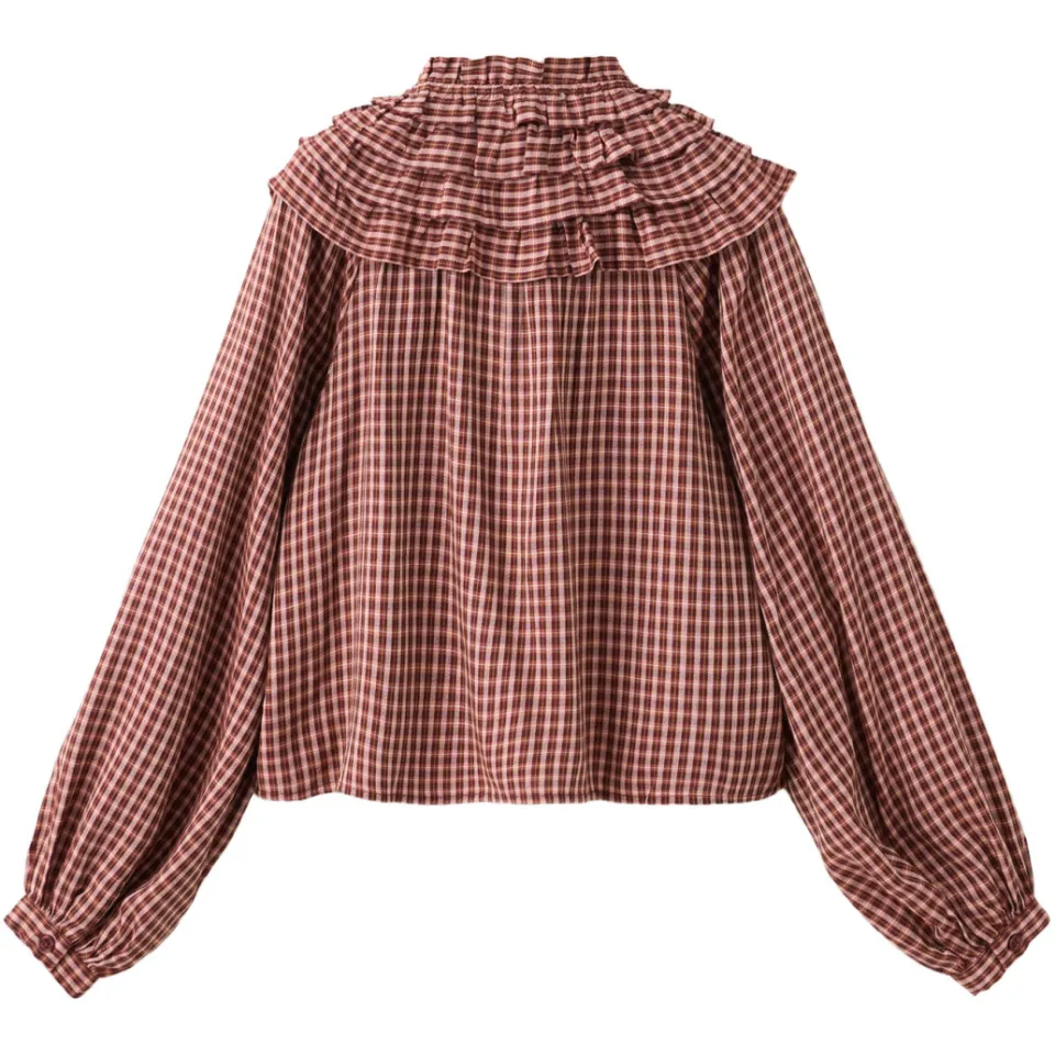Mango Kids geruite blouse met ruches - rood, foto 3