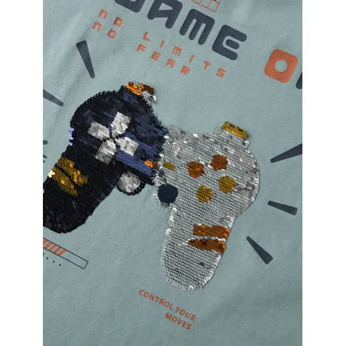 NAME IT KIDS rechtvallende longsleeve met pailletten grijsblauw, foto 3
