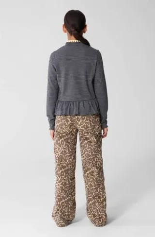 Shoeby gestreepte top met peplum grijs, foto 5