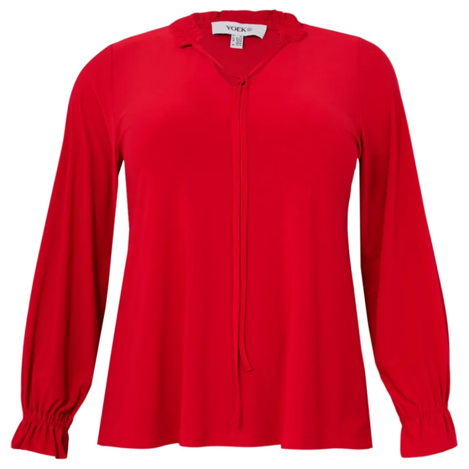 Yoek Tuniek met ruches | Grote maten tuniek | Rood, foto 2