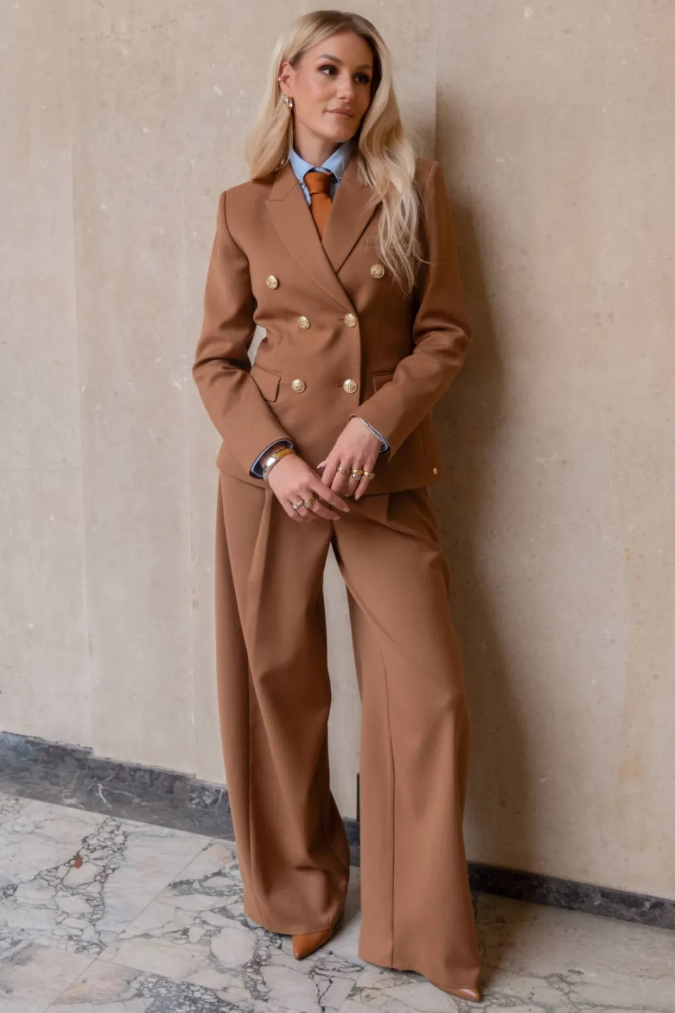 JOSH V barrel broek met plooien - cognac, foto 4