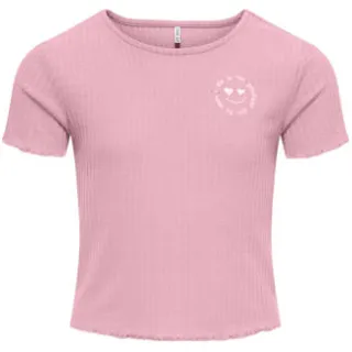 Only T-shirt roze met textuur