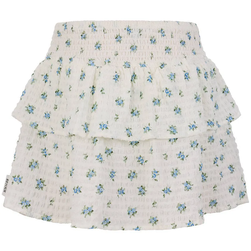 Retour Jeans gebloemde rok wit Wit/blauw/groen