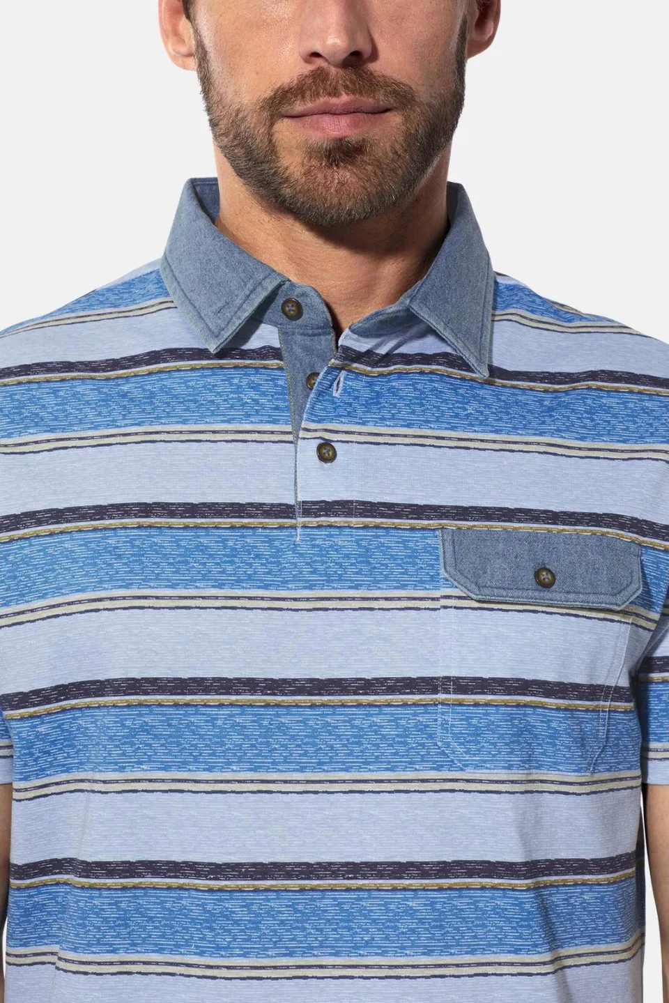 Babista regular fit gestreepte polo Plus Size - lichtblauw, foto 5