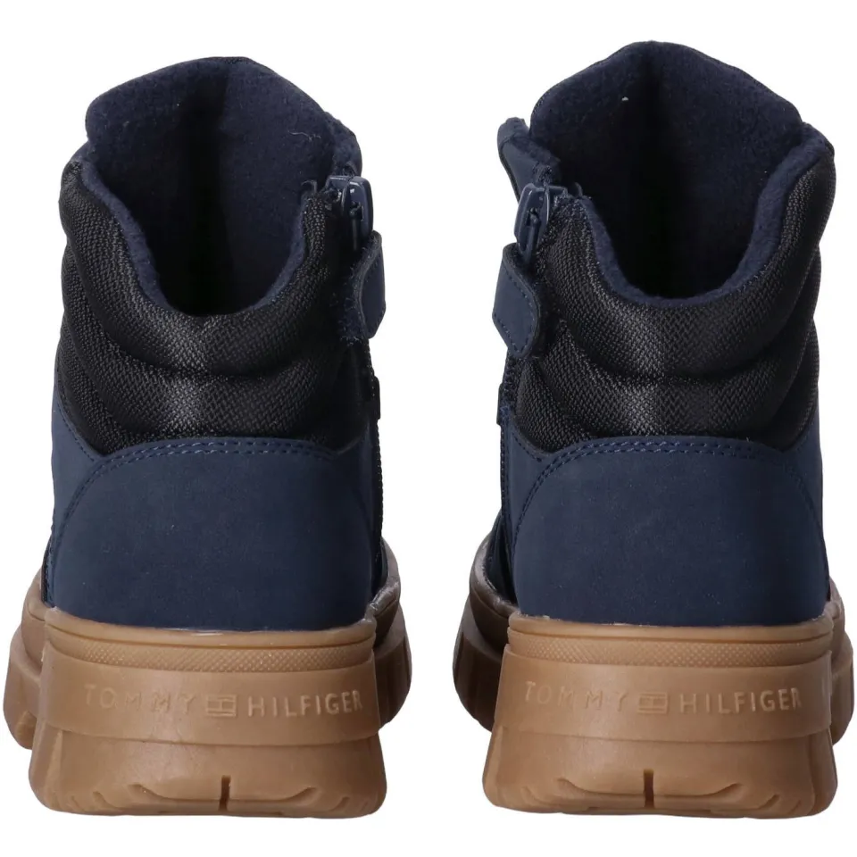 Tommy Hilfiger Schoolkind/tiener veterschoenen met profielzool - donkerblauw/zwart, foto 3