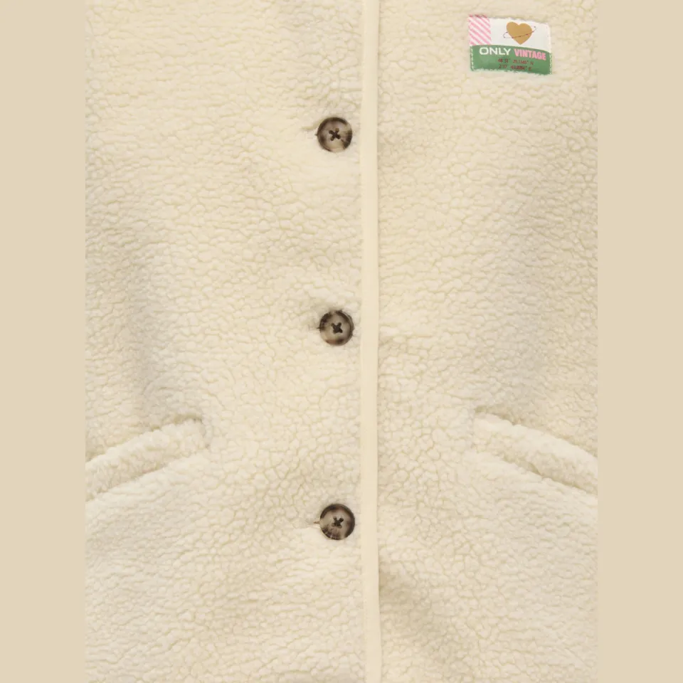 KIDS ONLY GIRL teddy gilet ecru Effen | Gilet van ONLY, foto 4