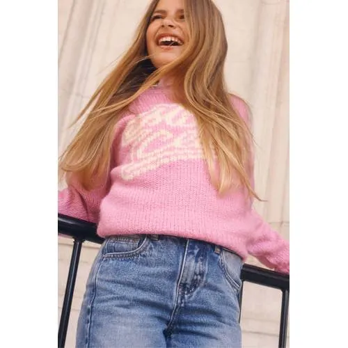 Shoeby gebreide trui met tekst en wol - roze, foto 4