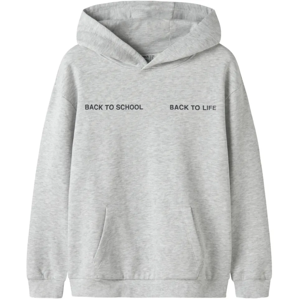 NAME IT KIDS boxy hoodie met backprint en tekst - grijs, foto 2