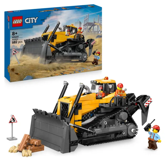 Lego City Gele Bulldozer, Bouwplaatsvoertuig 60466, foto 2