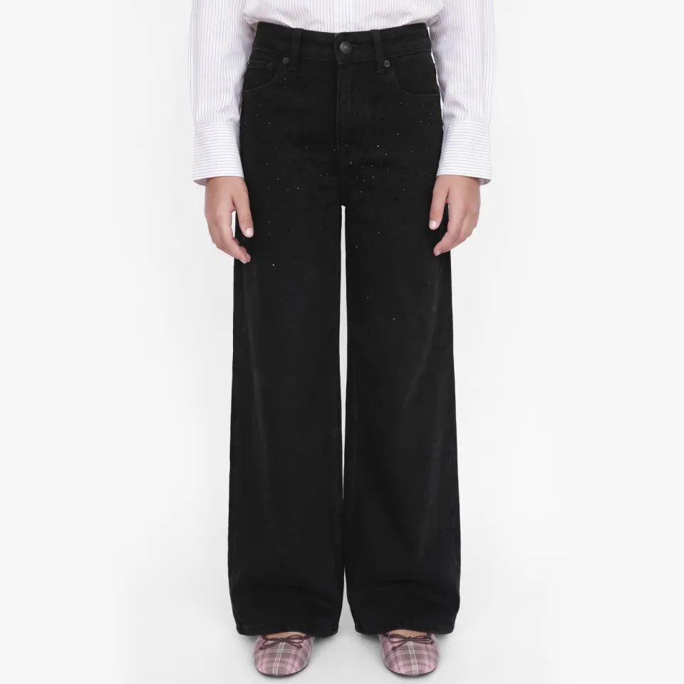 JJXX GIRL JXTOKYO wide leg jeans met studs - black denim, foto 7