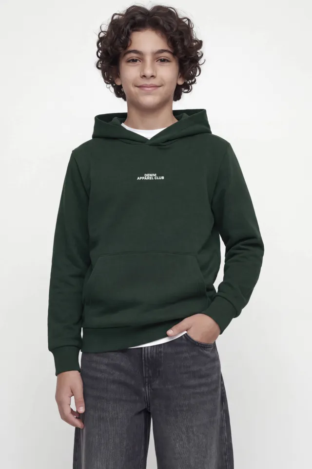 Jack & Jones JUNIOR hoodie met backprint - donkergroen