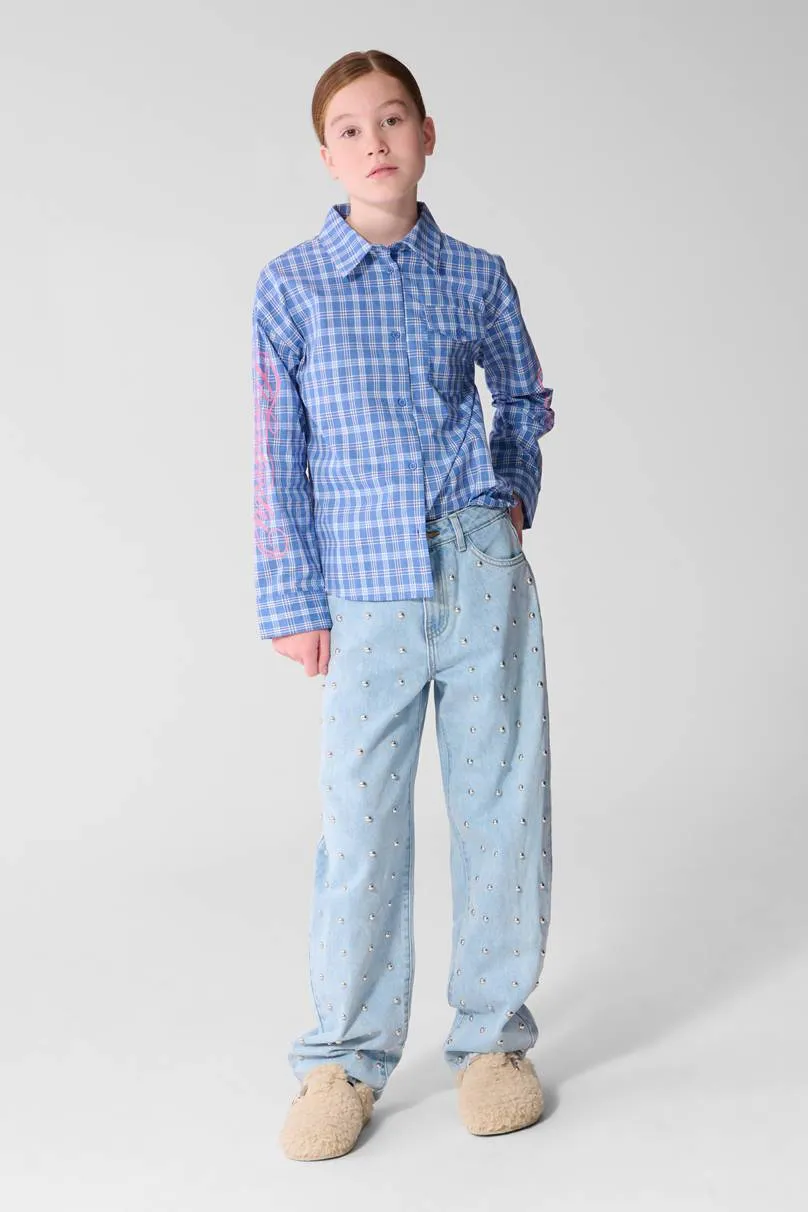 Shoeby barrel jeans met studs - lichtblauw
