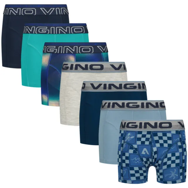 Vingino boxershorts set van 7 blauw Blauw/lichtblauw/aqua