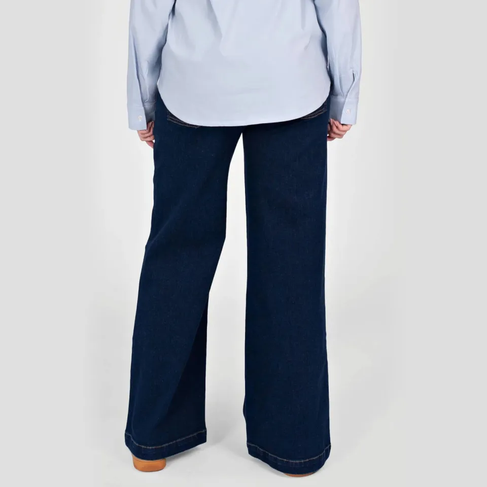 LOVE2WAIT Jill wide leg zwangerschaps jeans - donkerblauw, foto 5