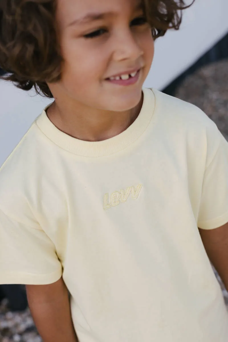 LEVV Little T-shirt met backprint lichtgeel