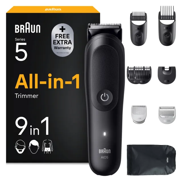Braun Series 5 9in1 - all-in-one - AIO5540 - baardtrimmer, tondeuse, lichaamstrimmer Black Matt