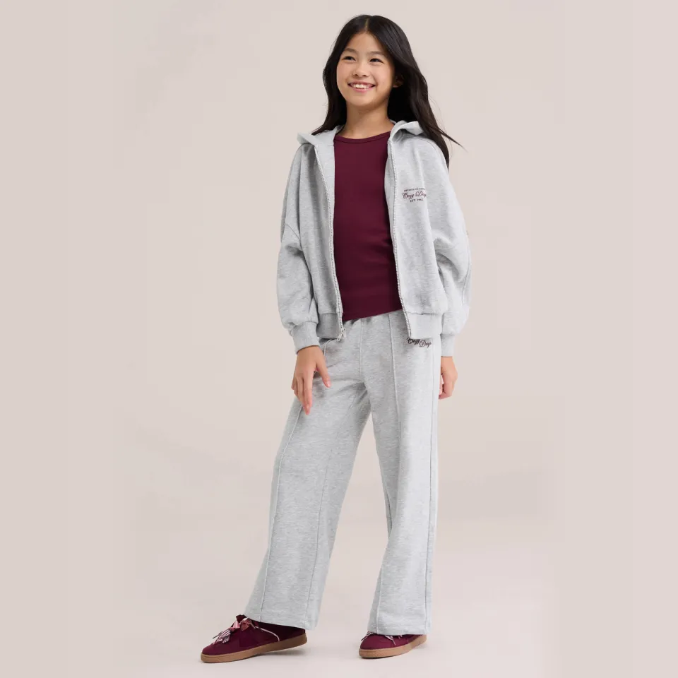 WE Fashion wide leg sweatpant joggingbroek grijs melange