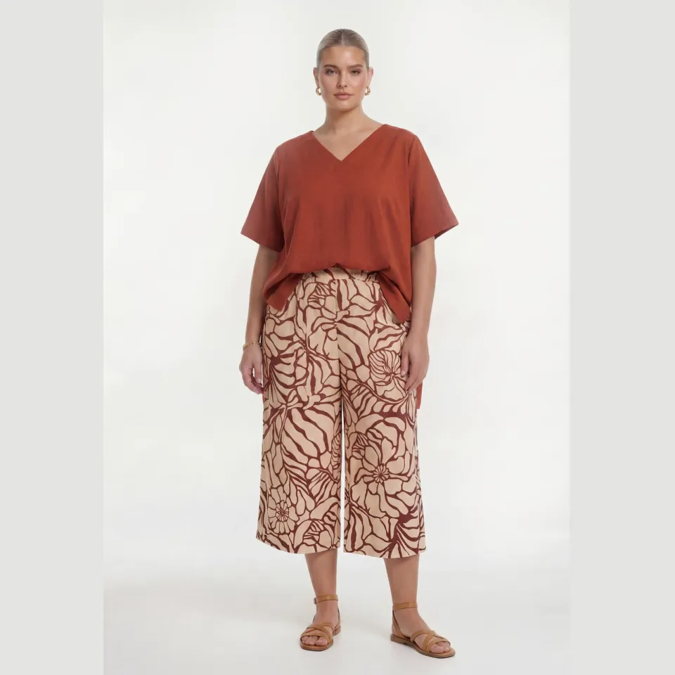 Yoek BLOOMPOPPY culotte beige donkerrood, foto 2