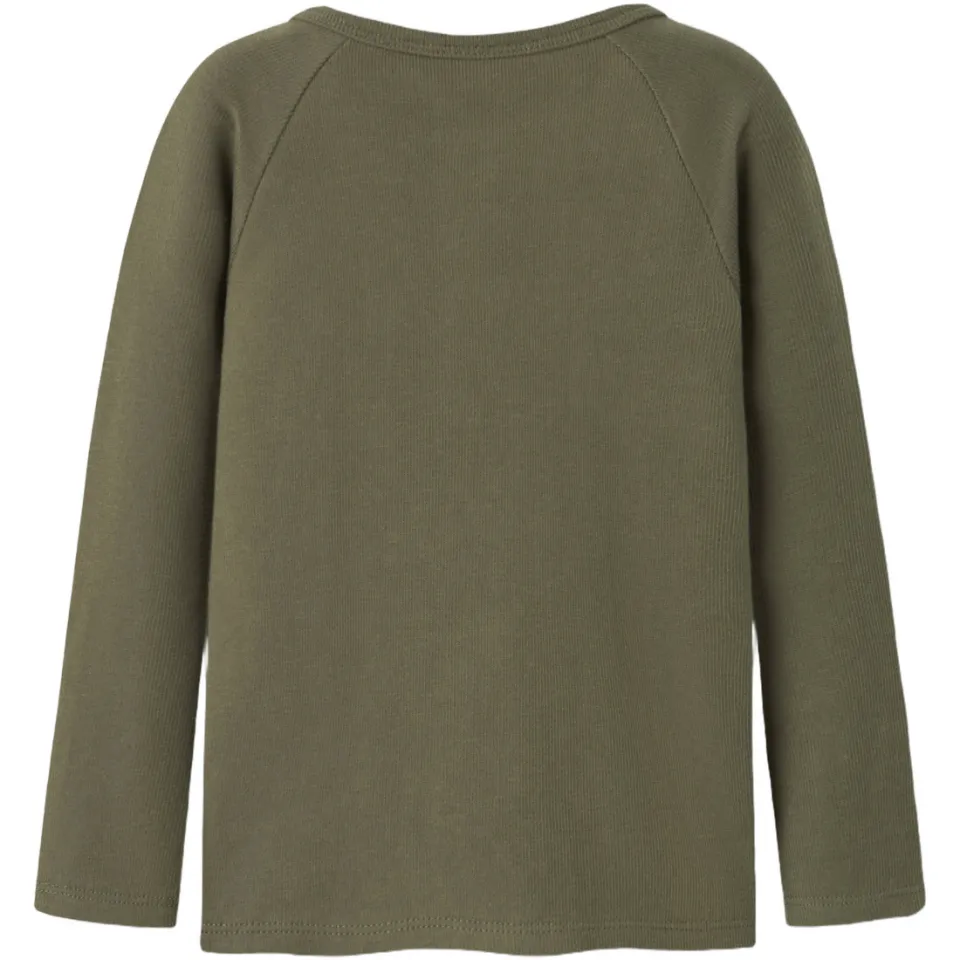 Lil' Atelier slim fit longsleeve olijfgroen, foto 2