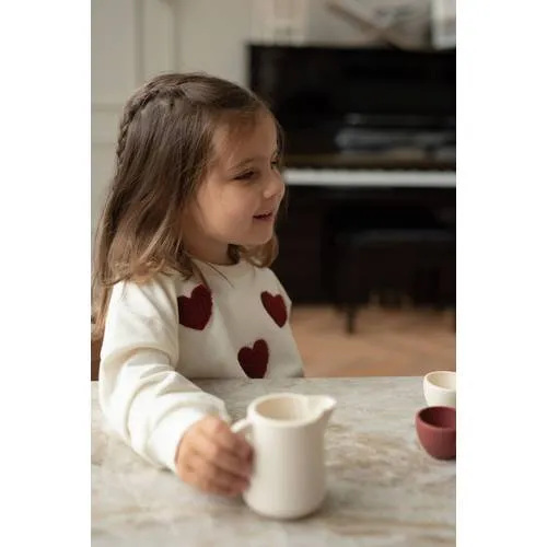 Dirkje rechtvallende sweater met hartjes - wit/rood, foto 5