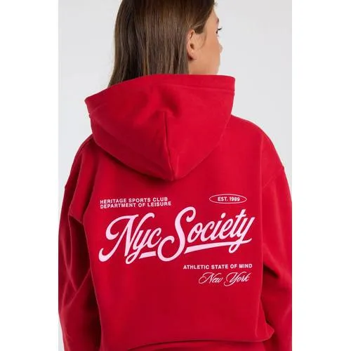 America Today hoodie met backprint - rood, foto 3