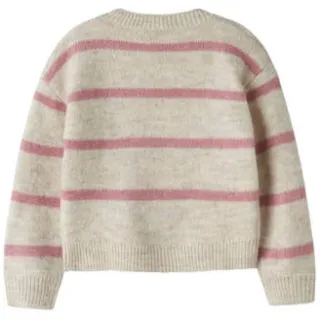 NAME IT MINI rechtvallende gebreide gestreepte trui met wol - beige/roze Meisjes Polyester Ronde hals, foto 2