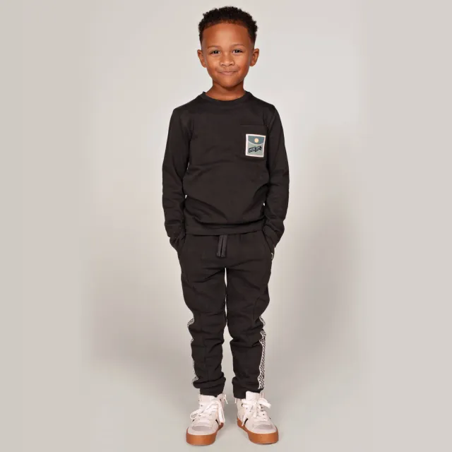 Sturdy rechtvallende longsleeve met backprint antraciet Antraciet/wit/petrol