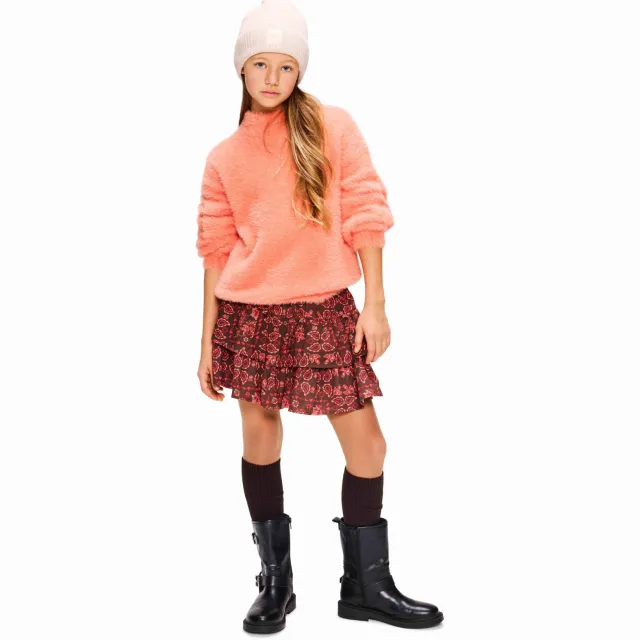 Retour Jeans Veerle strokenrok bruin/roze