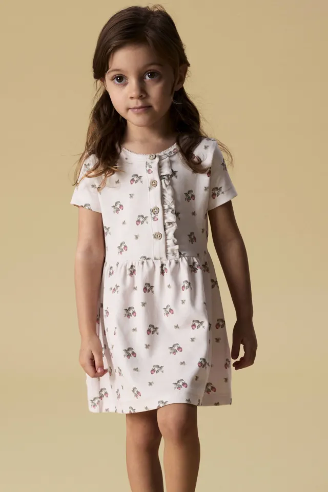 Lil' Atelier MINI korte jurk ecru roze ecru / roze
