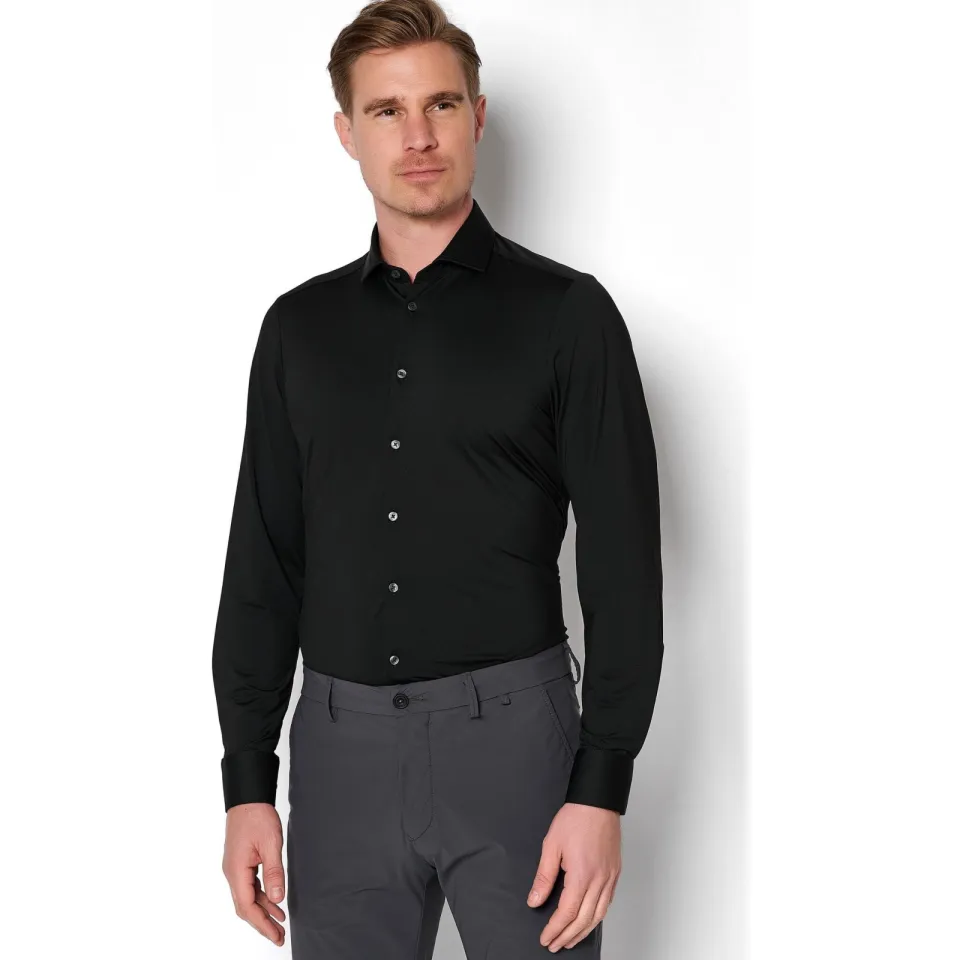 Pure Overhemd Lange Mouw Pure The Functional Shirt Zwart