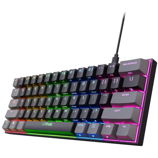 Trust GXT 867 Acira 60% mini mechanisch gaming toetsenbord zwart