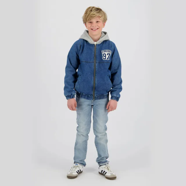 Vingino denim spijkerjas blauw Blue Vintage/grijs melange