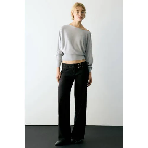 Mango TEEN low waist wide leg jeans - zwart, foto 4