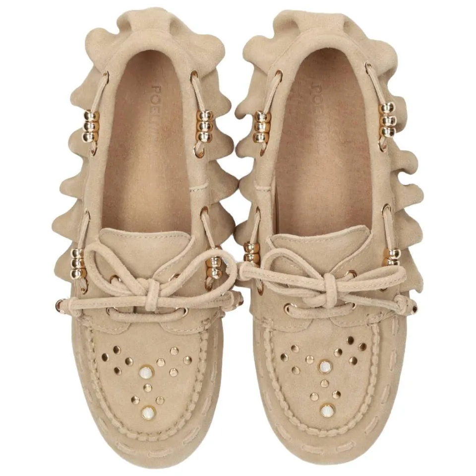 Poelman suède mocassins met kraaltjes en studs - zand, foto 5