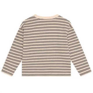 Daily7 rechtvallende gestreepte longsleeve beige/zwart, foto 3