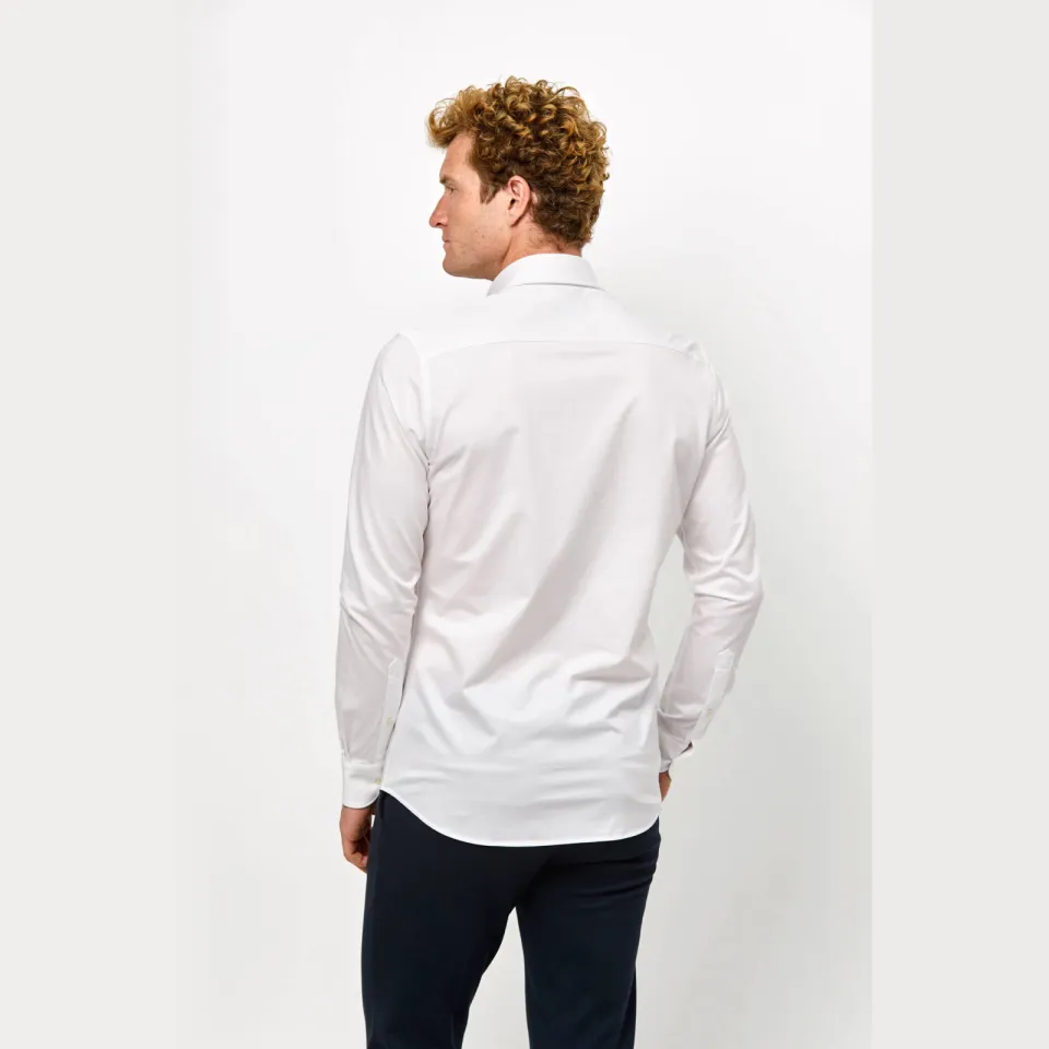 Profuomo slim fit gebreid overhemd wit, foto 4