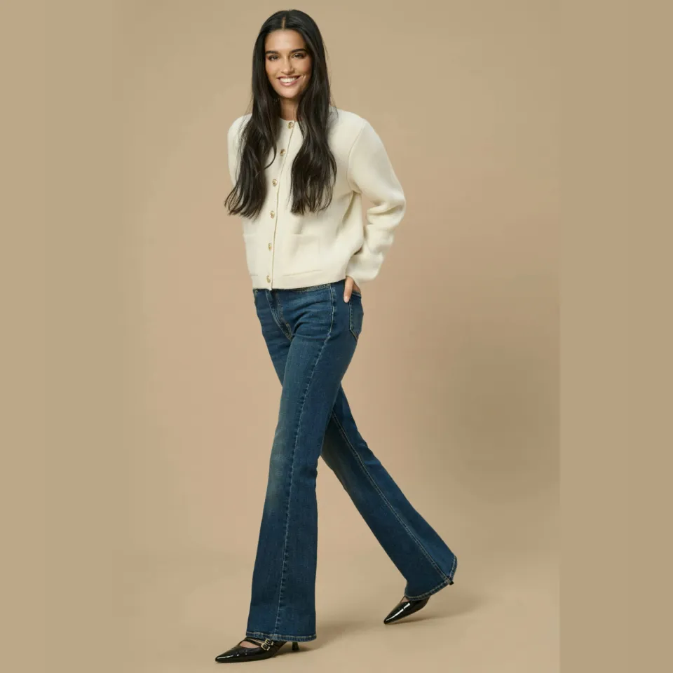 JDY high waist flared jeans dark blue denim, foto 3