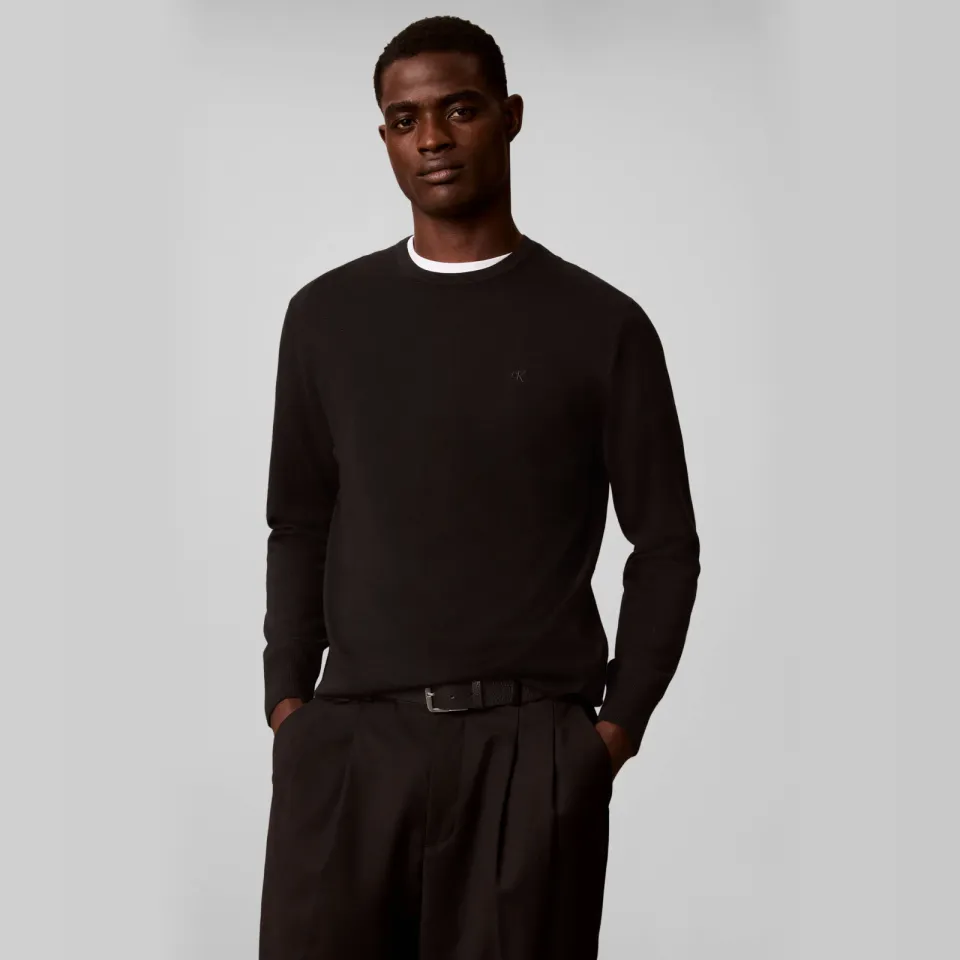 Calvin Klein wollen regular fit gebreide trui - zwart, foto 4