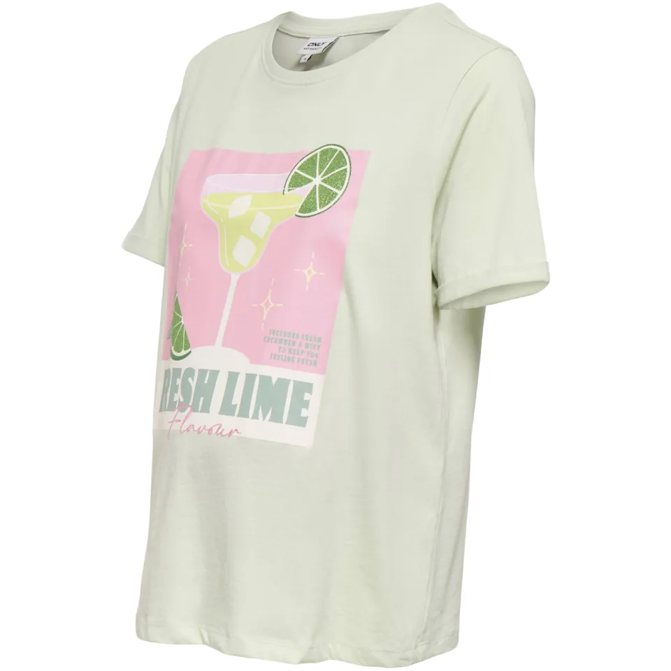 Only zwangerschaps T-shirt lichtgroen, foto 2