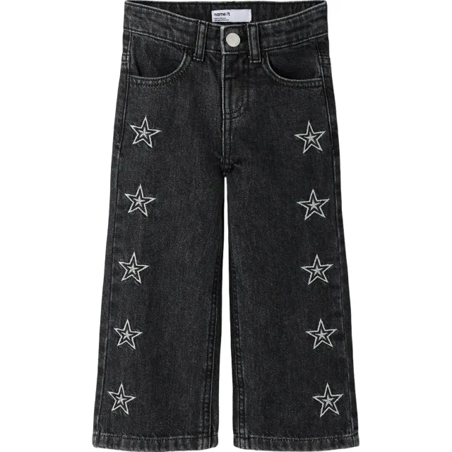 NAME IT MINI wide leg jeans met sterren - dark grey denim