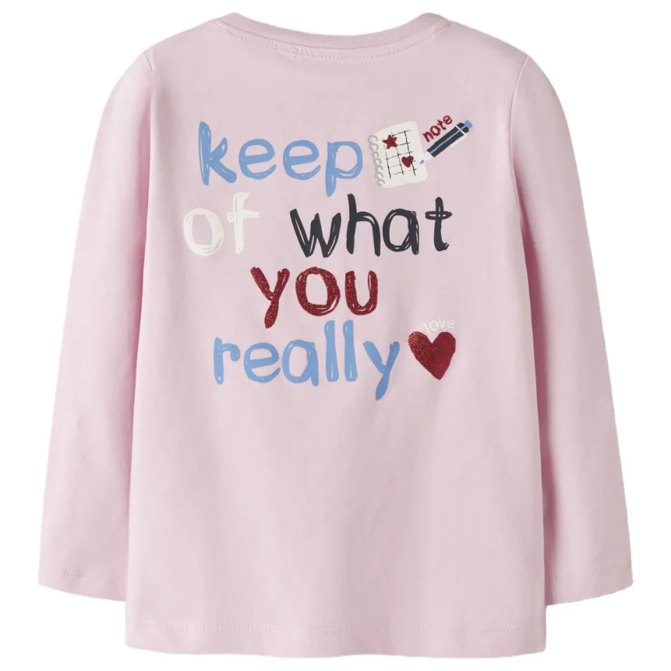 NAME IT MINI longsleeve met backprint lichtroze, foto 2