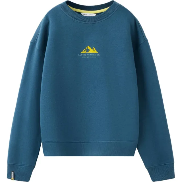 Mango Kids sweater met tekst - blauw/geel