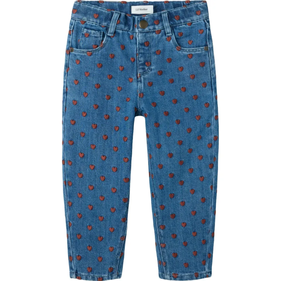 Lil' Atelier MINI loose fit jeans met hartjes - dark blue denim, foto 2